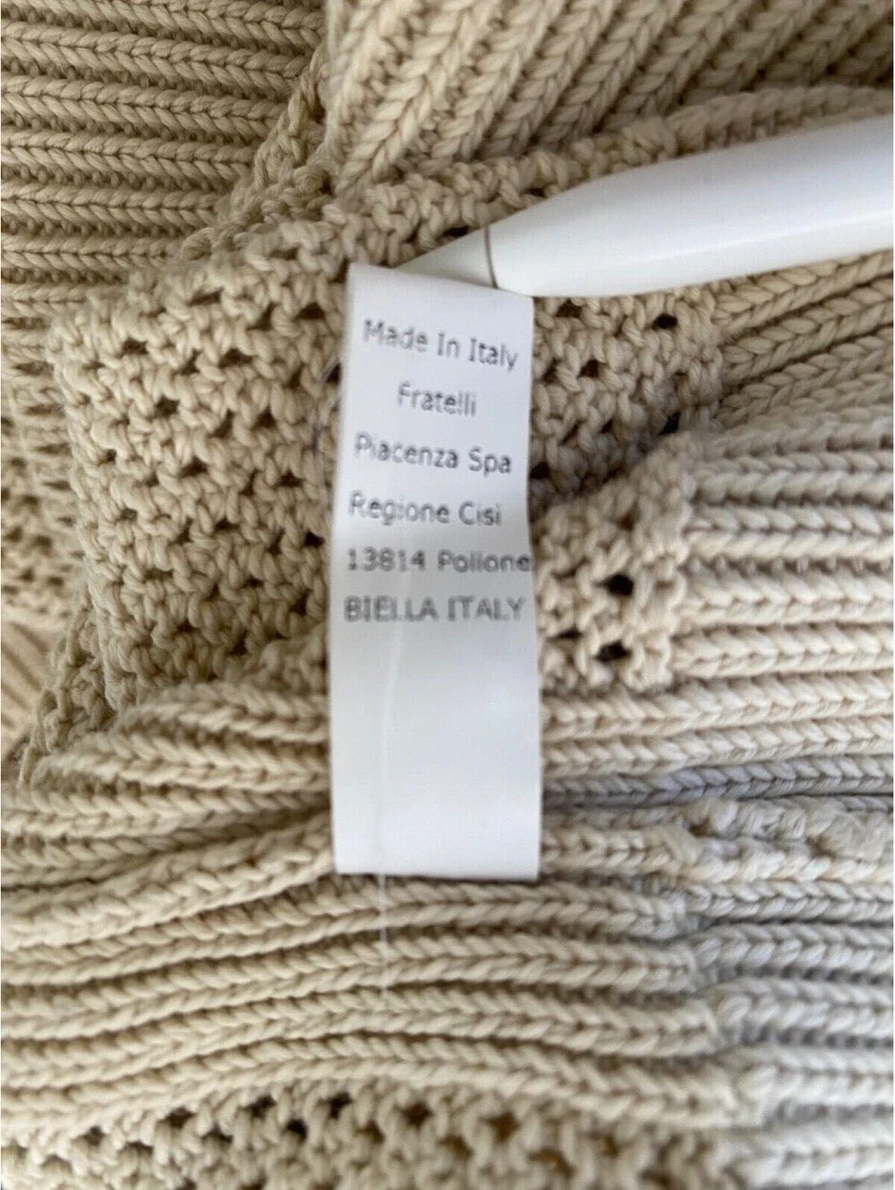 Piacenza 1733 Cotton Crochet Ivory Beige Fisherman Knit Sweater Vest Italy 46